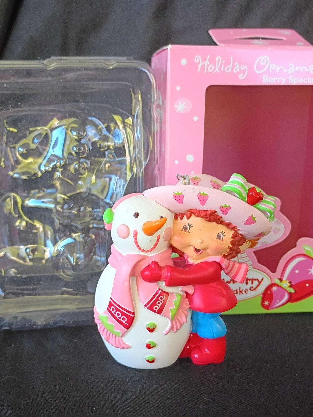 Vtg Scented 2005 Strawberry Shortcake & Snowman Christmas Tree Ornament